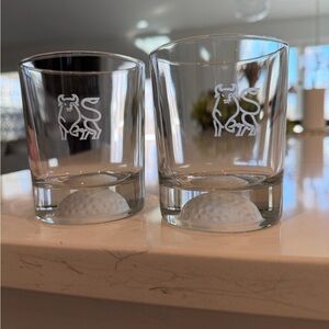 Merrill Lynch Golf whiskey glasses with Golf Ball Accent - Set of 2 NIB